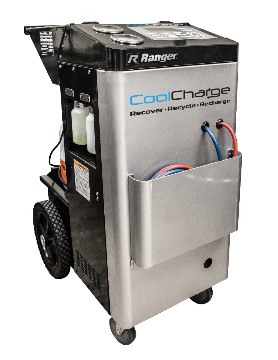 Ranger makes vehicle A/C recovery, recycling and recharging faster and easier than ever. The easy-to-use AC-134 CoolCharge machine evacuates and recovers 95% of old coolant and recharges vehicle A/C systems within +/- 0.5 oz. of the desired charge.