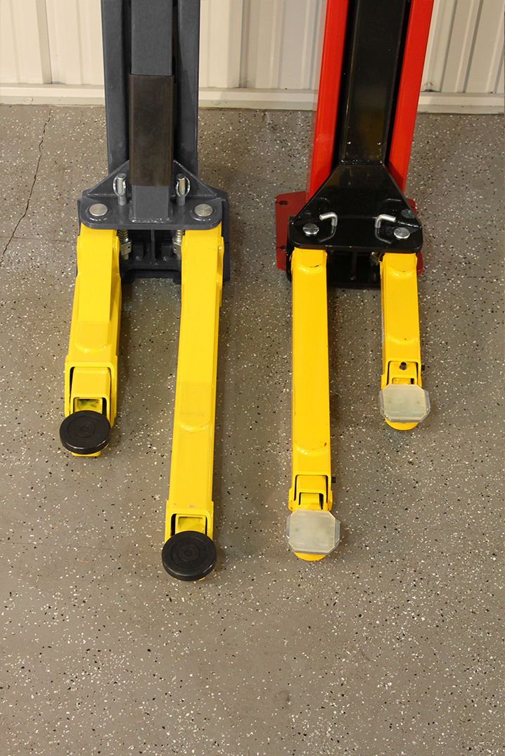 BendPak Two-Post Lift Compared to Challenger Lift Arms Retracted