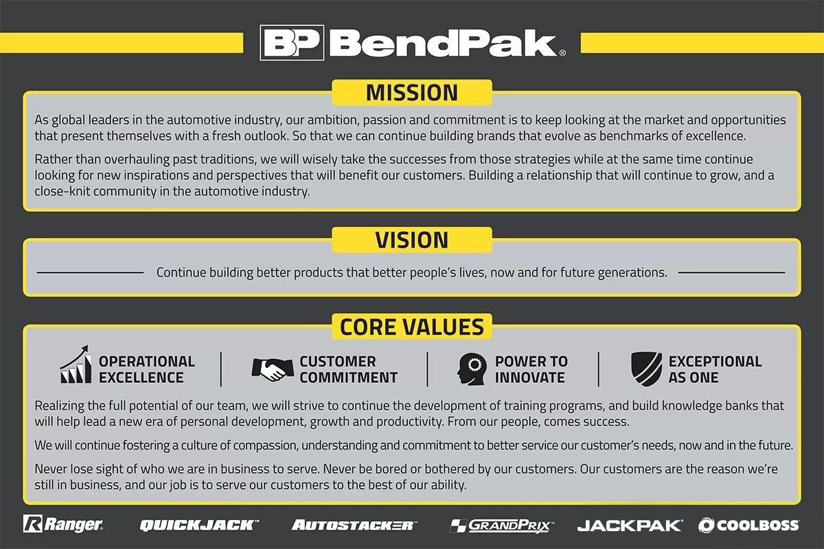 BendPak Mission and Vision Statement